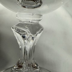 Vintage Pressed Glass Stemware Etched Swirl Sherbet Dessert Sculptural Stem 4.5”