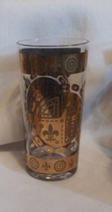 Vtg Highball Glasses Vito Bari Gold Crest 22Kt Gold Leaf MCM Set Of (5)