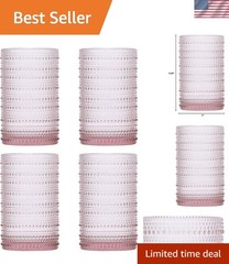 Chic 4-Piece Beaded Hobnail Iced Beverage Glass Set – Reusable & Dishwasher Safe