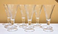 Set of 6 Cristal D’Arques Monceaux Crystal Water Goblets Paneled Trumpet Glasses