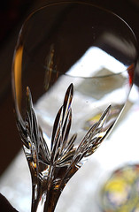 Set 3 FIRELIGHT CLEAR/ GOLD RIM LENOX CRYSTAL Hand Blown Wine Glasses/Goblets