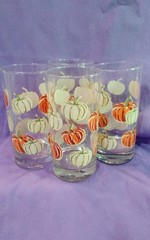 4 Libbey Royal Norfolk Crisa Pumpkins Fall Harvest Hball/Tumbler Glasses 16 Oz