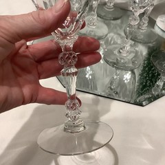 Fostoria Style 7.75” Illusion Pineapple Stem Water Goblet – Set of 6