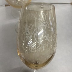Pier 1 Crackle Amber Golden Luster Vintage Wine Glasses – Set Of (4)