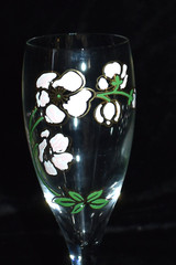 PERRIER JOUET Champagne Flutes Glasses Hand Painted Anemone Flower Set of 6 #2