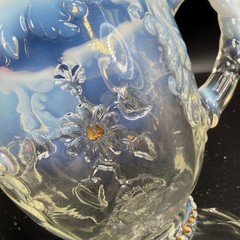 EAPG Northwood Intaglio Blue Opalescent Glass Creamer Antique Victorian Floral