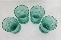 Morgantown El Mexicano Crinkle Stem Glasses Seaweed Clambroth Green