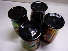 Fenton, Golden Ebony, Stretch/Carnival Glass, 5 Pc. Heavy Pineapple Water Set