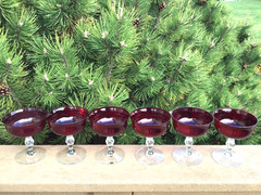 Morgantown Brilliant pattern coupe champagnes Spanish Red 7 oz