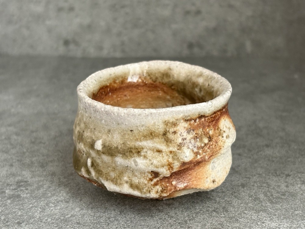 Hide Fujimoto Anagama Guinomi Sake Cup Natural Ash Shigaraki Ware Japan Ceramic