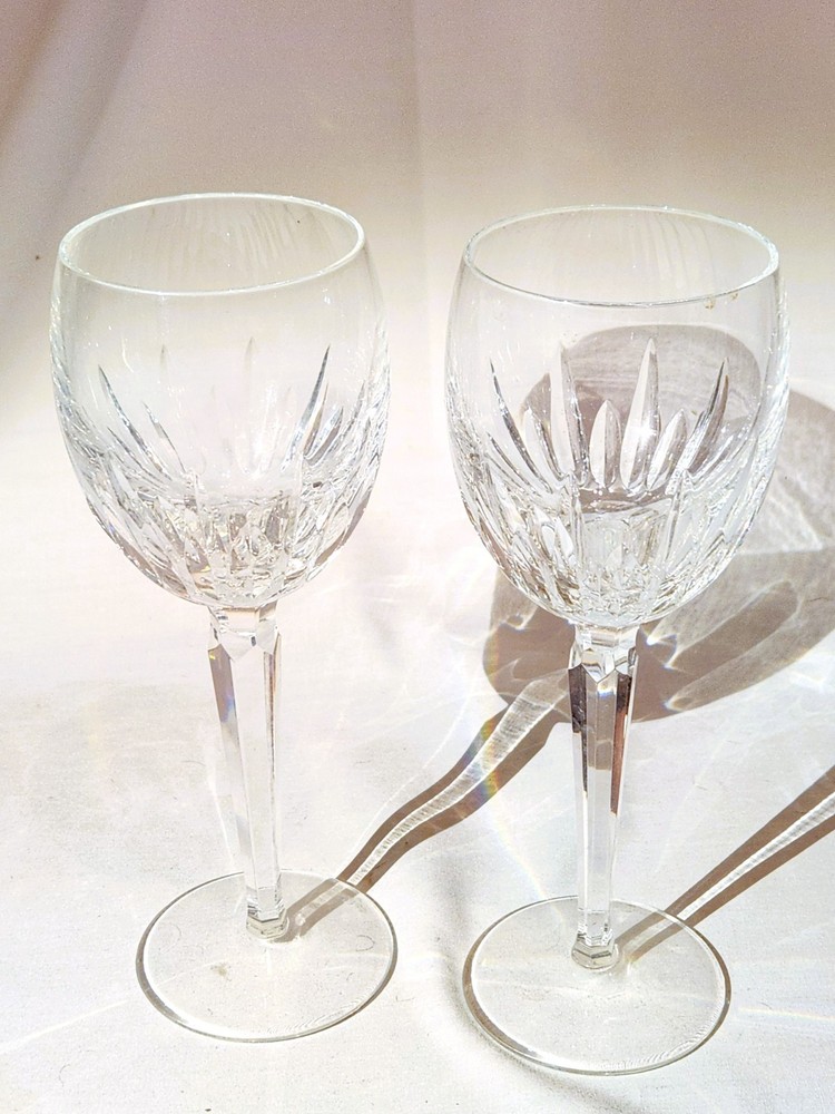 (2) Waterford Crystal WYNNEWOOD White Wine Glasses – EXC – Retired 2015