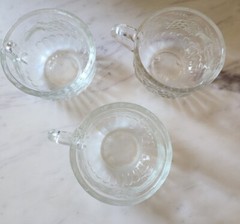 3 Mid-Century Jeanette Glass Punch Cups Embossed Apple Grape Pear 1960’s