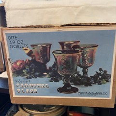 Indiana Glass Co. Iridescent Carnival Glass Harvest Goblets Set Of 4 ~ 9 oz Box
