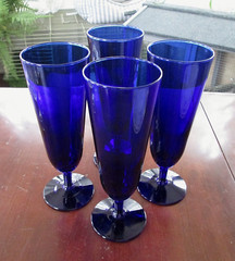 Set of 4 Pier 1 Cobalt Blue Pilsner Beer Glasses 8.25″ P1C13 Discontinued
