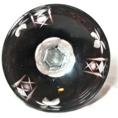 Lausitzer, LA15 Grapes 3 Cut Base AMETHYST Cut to Clear Low Champagne Sherbet 6″