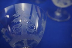 Hunt Safari Animal Scenes-(6) Low Sherbet Champagne Glasses, 3 3/8″ -LOT A (B61)