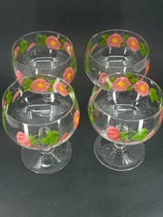 Set of 4 FRANCISCAN DESERT ROSE Stemmed Parfait Glasses – FRANCE 5.5″H Rare Vtg