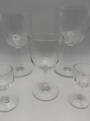 Baccarat Montaigne Optic Crystal Stemware Set 5 Pc France Signed Goblets Glass