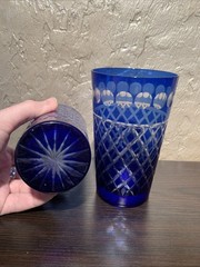 Imperial Estate Triumph Cobalt Blue Cut Clear Highball Tumbler Dot – Set of 2