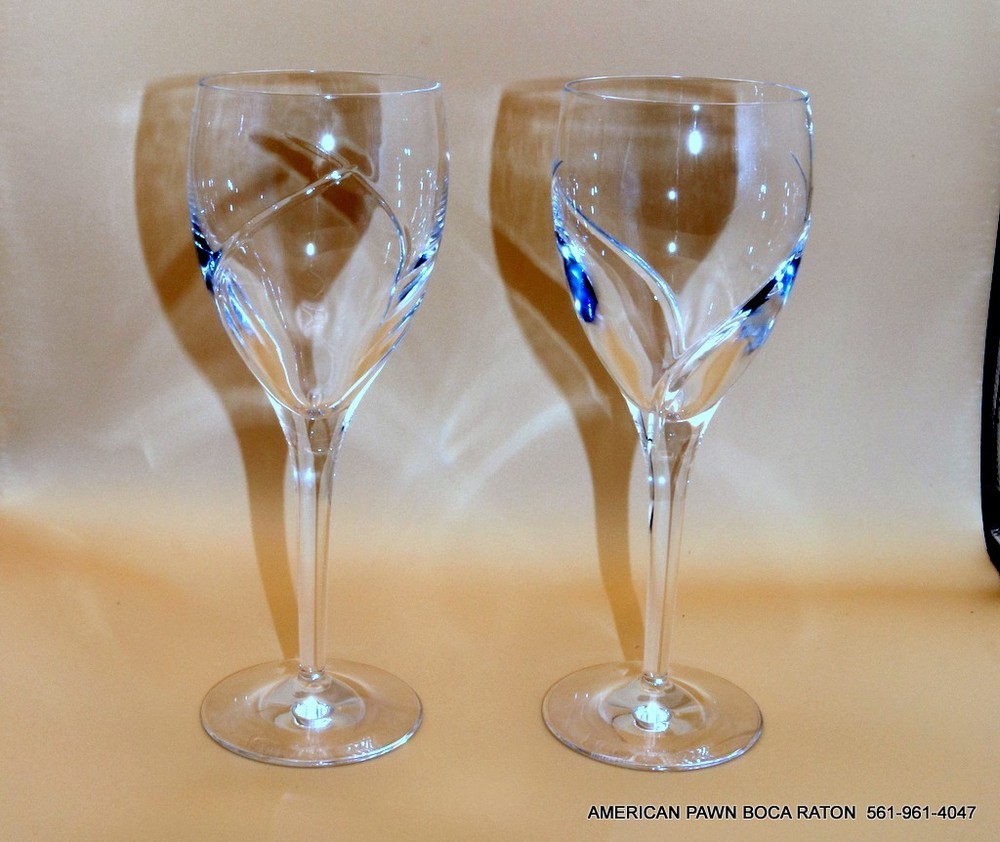 Waterford Crystal Ballet Ribbon Essence White Wine Glasses (pair) 9 1/2 in. tal