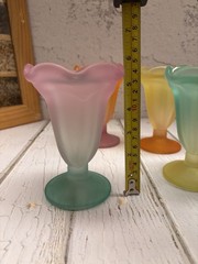 Vtg 1950s Libbey Ka-Dinks Frosted Parfait Glasses Set of 4 Pastel Ombre MCM Cups