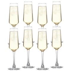 Set of 8 Long Stemmed Crystal Champagne Flutes – Clear Sparkling Wine Glasses fo
