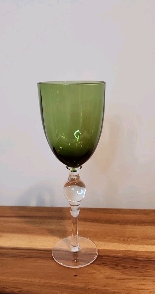 Anthropology Green Long Stem glass goblet