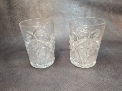 EAPG Hobstar Pattern 4in Glasses Juice/Double Shot Clear UV Reactive