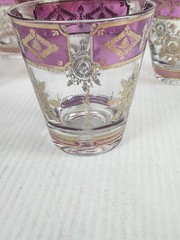 Georges Briard Signed 22K Gold & Purple Design Extremely Rare Glasses Glassware