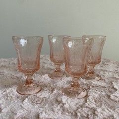 Set of 4 Indiana Glass Recollection Pink – Water or Wine Goblets 3×6.5 inches