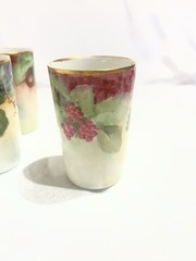 J.P. L France Porcelain Tumbler Set of 3 Multicolor Fruit Pattern Cups