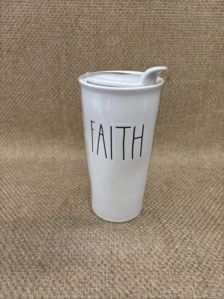 New Rae Dunn FAITH Travel Tumbler Tall Coffee Mug To Go Cup LL Large Long Letter
