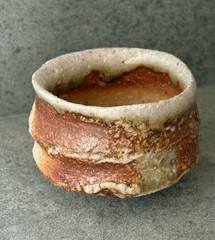 Hide Fujimoto Anagama Guinomi Sake Cup Natural Ash Shigaraki Ware Japan Ceramic