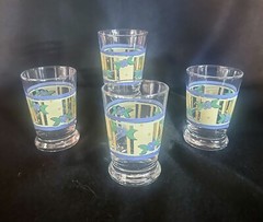 Vtg Lot (4)Spring-Time Purple Pansy Tumblers 3.75″ tall Juice Drink Glasses X11