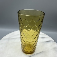 Vintage Anchor Hocking Amber Honeycomb Optic Tall Drinking Glasses 6.25″ MCM