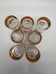 7 Vintage Anchor Hocking 1987 Orange Juice Glasses 3.5”