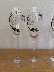 Perrier-Jouët Art Nouveau French Hand Painted Floral Champagne Flutes 6