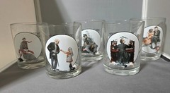 The Saturday Evening Post Norman Rockwell Glassware Collection ( Set Of 8 ) Vtg.