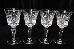 ROYAL DOULTON VANBOROUGH VERTICAL HORIZONTAL CUT MULTISIDED STEM 4 WINE GLASSES