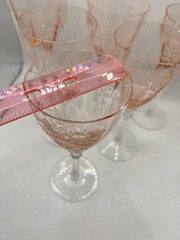 Vintage Fostoria Versailles Set Of 6 Pink (Rose) Etched Water Goblet 8 1/4″H