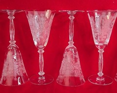 Tiffin Fransiscan Seven 8.25 inch Stemed 6 Ounce Goblet Blue Bell Etch