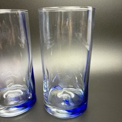 LIBBEY Crisa Blue Ribbon Dimpled Twist Swirl 6″ Glasses 16 Oz EUC, SET OF 2