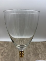 Hollywood Regency Style/Type Wine Glass Ribbed Bands And Clear Stems 8” Tall
