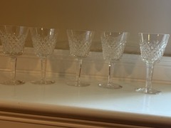 Set Of 5 Waterford Crystal Alana Claret Wine Glasses MINT