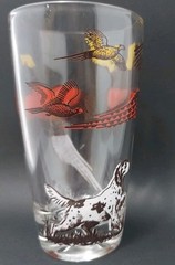 Vintage Hazel Atlas Pheasant Hunting Glass 5″ Hunter & Dog MCM Nice Paint