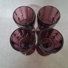 L. G. Wright Paneled Grape Water Goblets 4 Purple Amethyst 6″ -1 Goblet Chipped