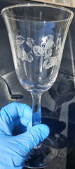 6 RARE Vintage Etched Wine Glasses Flower Leaf Depression Green Glow 8″ FREESHIP