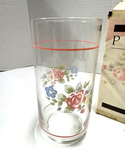 NEW Set of 6 Pfaltzgraff Libbey Tea Rose Glasses Tumblers 12oz 5.5 tall