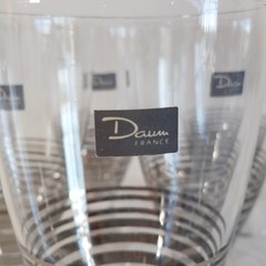 Daum France 6 Goblet Set 5″ Glasses Silver Stripes SIGNED RARE 8 Ounces