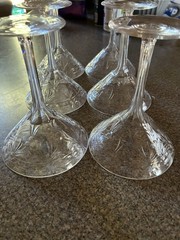 VTG Etched Crystal Coupe Champagne or Martini Glasses Set of 6 MINT COND
